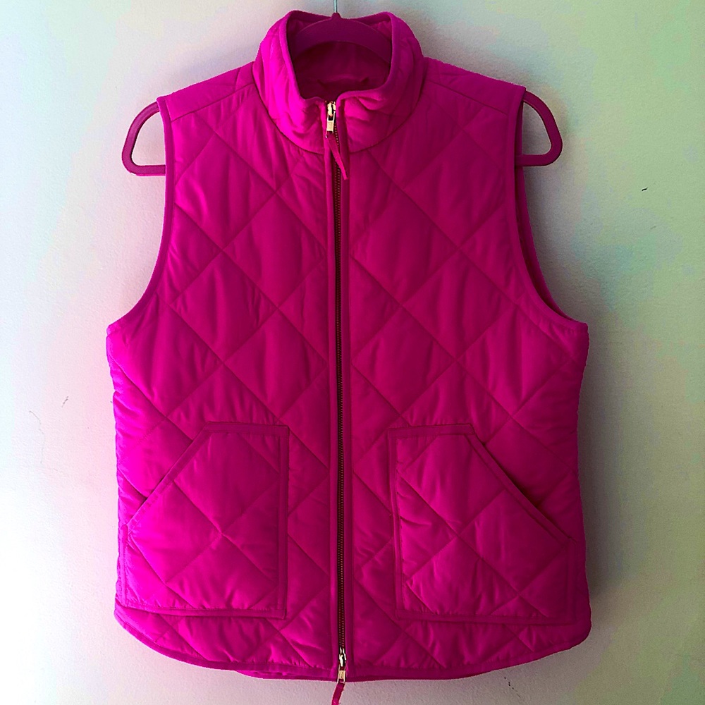 J. Crew Hot Pink Quilted Vest